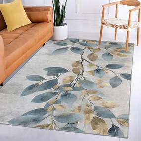 Chodnik w jasnoniebiesko-złotym kolorze odpowiedni do prania 80x200 cm Golden Leaves – Mila Home