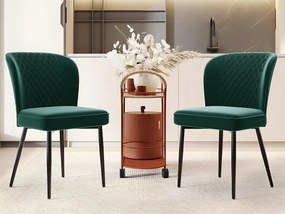 Zestaw 2 krzeseł tapicerowanych welurem - konstrukcja metalowa - Zielony