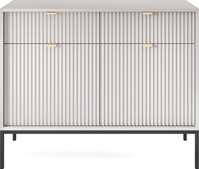 Komoda: 2 szuflady, 2 drzwi, szary, czarny, 104 x 83 x 39 cm, złote uchwyty