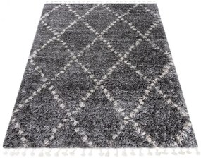 Ciemnoszary dywan shaggy w stylu boho T6-N85