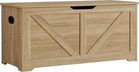 Skrzynia do przechowywania Valora – dąb sonoma z uchwytami i pokrywą na zawiasach