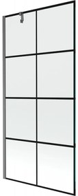 Mexen Next parawan nawannowy 1-skrzydłowy 90 x 150 cm, czarna kratka, gun gray szczotkowany - 895-090-000-00-77-66