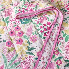 Różowa narzuta pikowana 220x230 cm Tilly Floral – Catherine Lansfield