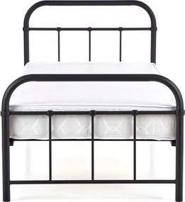 Łóżko Metalowe 90x200 cm ze Stelażem Jednoosobowe PABLO Metalowe Czarne