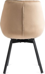 Krzesło Tapicerowane Obrotowe do Salonu LUNA Beżowe Welurowe Nowoczesne Loft