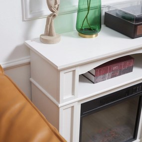 HOMCOM Elektryczny kominek z efektem płomienia 3D LED, zdolność grzewcza 30 m², pilot, Biały/Czarny