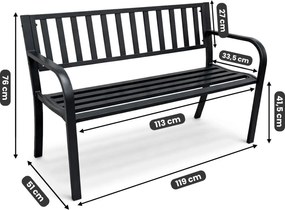Czarna ławka do ogrodu z metalu B6-D36