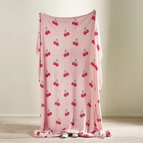 Różowy koc z mikropluszu 200x240 cm Disco Cherries – Catherine Lansfield