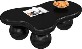 Stolik kawowy z diodami LED - 95 x 62,5 x 32 cm - design w kształcie chmurki i okrągłe nogi - czysta czerń