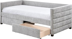 Łóżko typu tapczan 90 x 190 cm z szufladami – Tkanina teksturowana – Szary – ORENALO