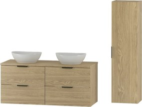 Zestaw do Łazienki 120cm Szafka Blat Umywalka Słupek Słupek Dąb Olejowany Pile