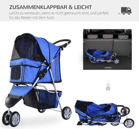 Outsunny Wózek dla Zwierząt Składany Lekki Niebieski do 15kg | Aosom PL