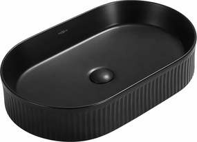 Mexen Grovo umywalka nablatowa ryflowana 57 x 36 cm, czarna mat - 22305785