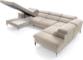 Masseno Narożnik MESTO z funkcją spania i pojemnikiem na pościel Narozniki U, Rozkładana sofa - Kremowy, VOGUE 01