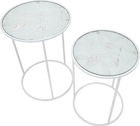 Zestaw Stolików Pomocniczych VKH556, Biały, 43x43x60 cm, Kendra Home