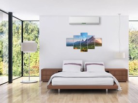 Obraz tęczy nad skałami (125x70 cm)