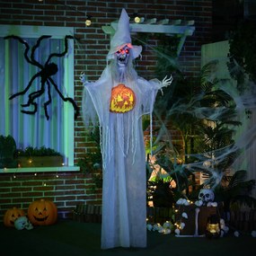 HOMCOM Duch na Halloween, Dekoracja na Halloween, Funkcja dźwięku, z czujnikiem ruchu i światłami LED, 60 cm x 18 cm x 183 cm