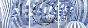 Obraz - abstrakcja 3D (z zegarem) (90x30 cm)