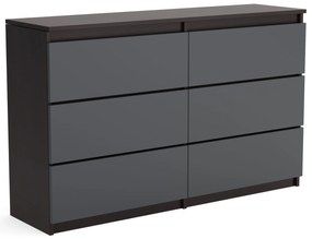 Duża komoda 6 SZUFLAD Szafka 120 cm ARIA Wenge/Antracyt