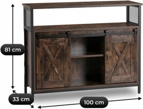 Komoda ARLO 100 cm z Półkami Dąb Rustykalny/Czarny Loft