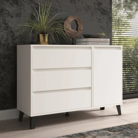 Komoda z Szufladami do Salonu BORVO 110 cm Biała Nowoczesna