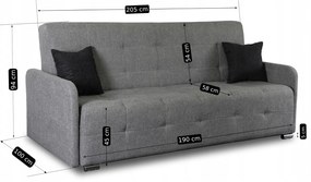 Sofa z Funkcją Spania ARIA Wersalka Rozkładana Dwuosobowa Szara Nowoczesna do Salonu