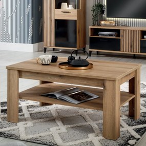 Ława z Półką do Salonu Drewniana DYNAMO 102 cm Dąb evoke Loft