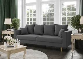 Popielata sofa welurowa z funkcją spania - Adante