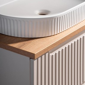 Szafka 2 szuflady Nova 80 cm z białą umywalką Beyond, kaszmir mat/dąb coast evoke