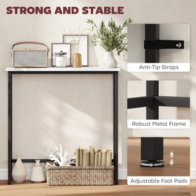 HOMCOM Stolik konsolowy do przedpokoju z regulowanymi stopkami, zabezpieczeniem przed przewróceniem 75 x 24 x 76 cm do małej przestrzeni Czarny | Aosom PL