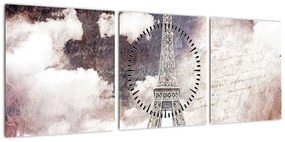 Obraz - Wieża Eiffla, Paryż, Francja (z zegarem) (90x30 cm)