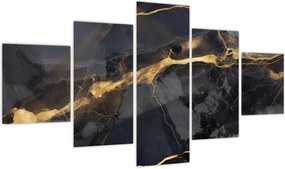 Obraz - Czarny - złoty dekor (125x70 cm)