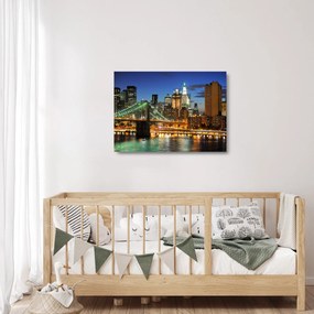Obraz na szkle - Most z Nowym Jorkiem (70x50 cm)
