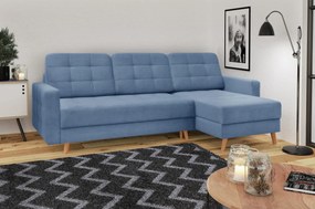 Narożnik tapicerowany ALTA 235x139 cm turkusowy z funkcją spania z pojemnikiem nowoczesny skandynawski