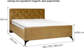 Tapicerowane łóżko z pikowanym wezgłowiem na wysokich nóżkach Milos