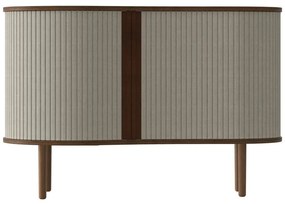 Brązowo-beżowa niska komoda w dekorze dębu z drzwiami przesuwnymi 100x67 cm Audacious – UMAGE