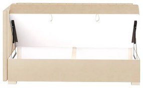 Beżowe narożne łóżko dziecięce ze schowkiem i materacem 90x200 cm Snugi – Ghado