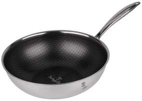 Srebrny wok z innowacyjną powłoką 3D 28cm - Poveks 3X