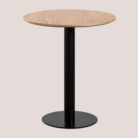Okrągły Barowy Stół Z Mdf Xiren Naturalny Brąz Drewna - Czarny & Ø70 Cm - Sklum