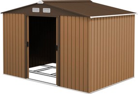 Outsunny metalowy domek narzędziowy z fundamentem żółty szopa ogrodowa 277x195x192 cm trwały i praktyczny | Aosom PL