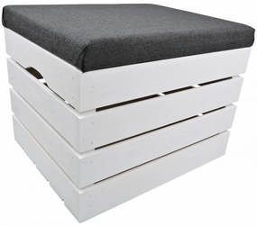 Pufa kufer skrzynia drewniana sosnowa siedzisko 50cm malowana biała