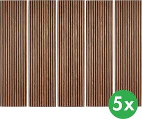 Drewniany panel akustyczny, 2400 x 600 mm, B2BP010, 5 szt, złoty teak
