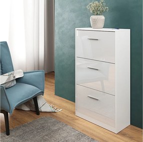 Wózek na buty biały wysoki połysk 59x22x105 gizmo