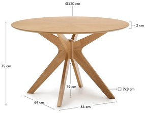Okrągły stół z blatem w dekorze dębu ø 120 cm Naanim – Kave Home