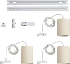 Nowoczesny system szynowy z 3 lampami wiszącymi biały z beżowym 1-fazowy - Iconic Holt