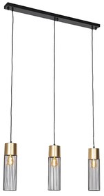 Designerska lampa wisząca czarna ze złotem 3-światłowa - MauraDesignerski Oswietlenie wewnetrzne