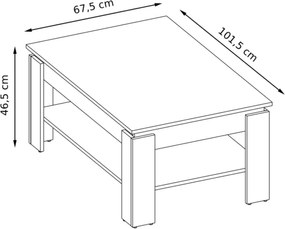 Ława z Półką do Salonu MIRLO 101,5 cm Dąb evoke Nowoczesna