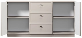 Komoda Lorini 150 cm z szufladami - kaszmir / czarne uchwyty T-bar