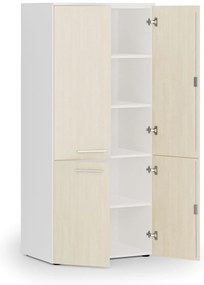 Szafa biurowa pół-drzwi PRIMO WHITE, 800 x 500 x 1781 mm, biały/brzoza
