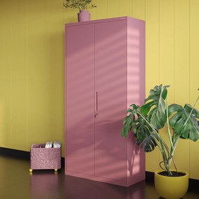 Szafa gospodarcza zamykana DAWID, 900 x 1850 x 450 mm, Fresh Style: pudrowy róż